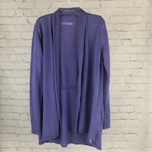 Women's Woolrich Purple Open Front 100% Cotton Cardigan Sweater. Size Large